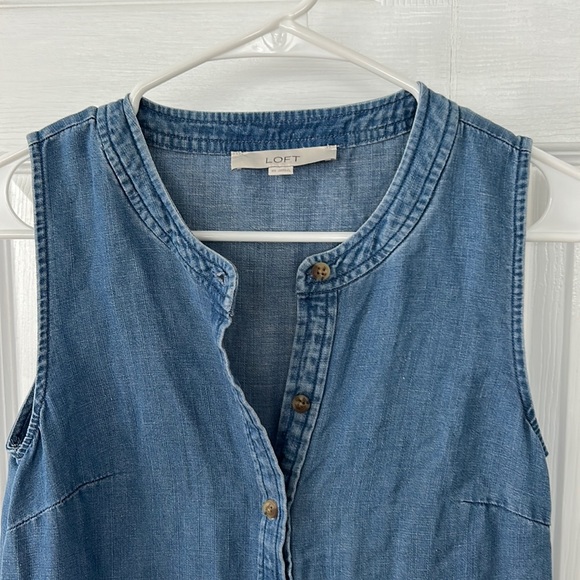 Loft denim button down swing dress - Picture 2 of 4
